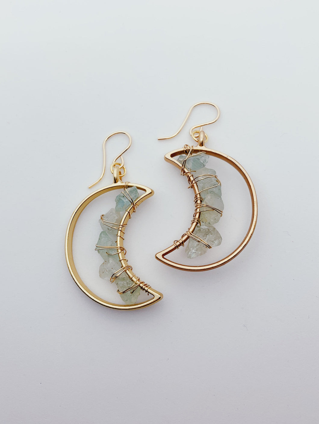 Celestial Moon Earrings | Aquamarine