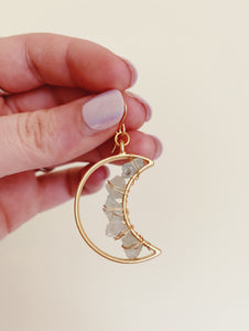 Celestial Moon Earrings | Aquamarine