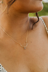 Curve Necklace | Moss Aquamarine