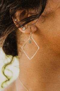 Mini Diamond Earrings | Moss Aquamarine