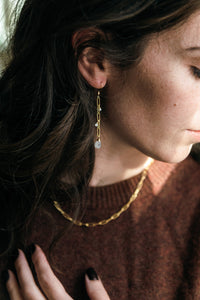 Moonstone Paperclip Drop Earrings