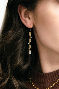 Moonstone Paperclip Drop Earrings