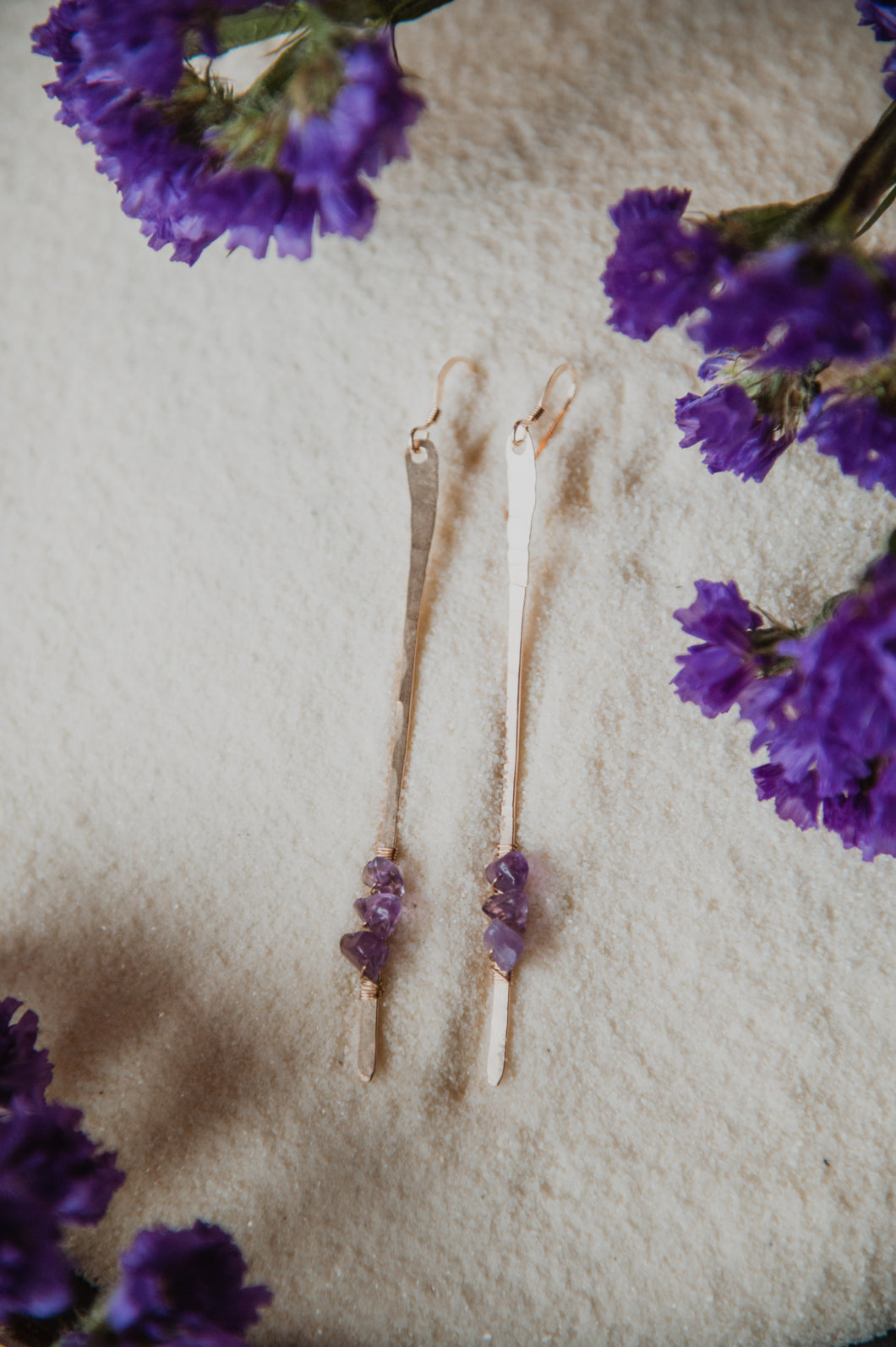 Line Earrings | Amethyst