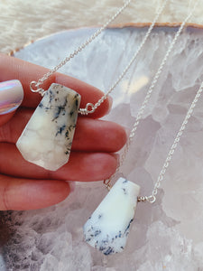 Trapezoid Gemstone Necklace | White Opal