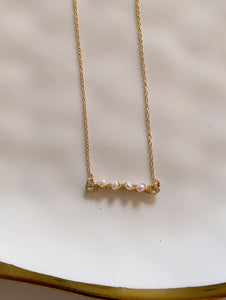 Textured Mini Bar Necklace | Pearl