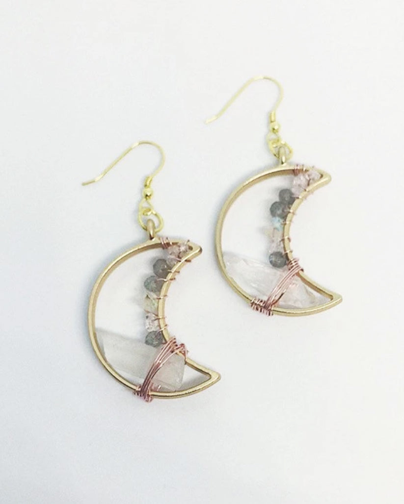 Celestial Moon Earrings | Labradorite