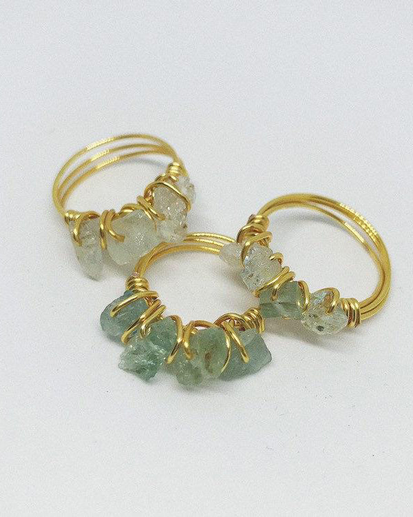 Stackable Wire Wrapped Ring | Aquamarine