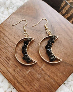 Celestial Moon Earrings | Onyx