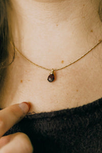 Birthstone Drop Necklace | Garnet