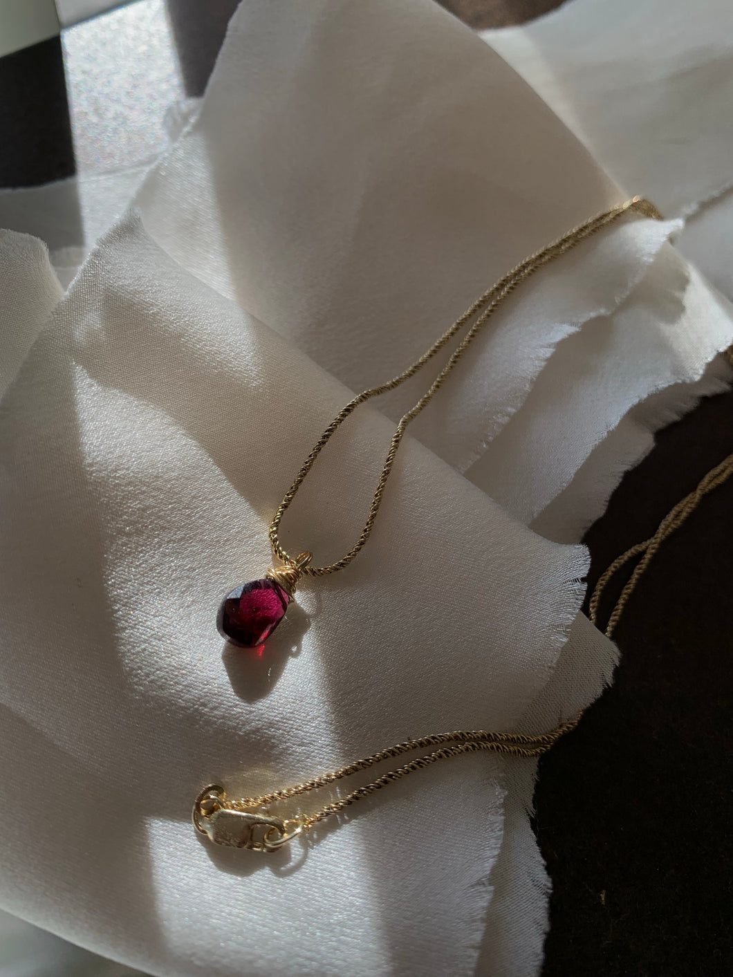Birthstone Drop Necklace | Garnet