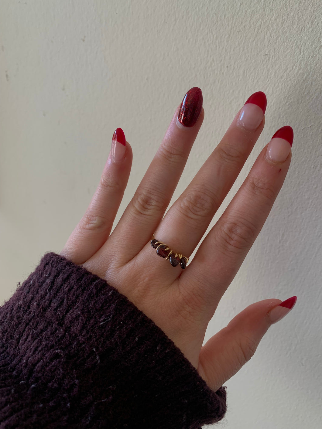 Stackable Wire Wrapped Ring | Garnet