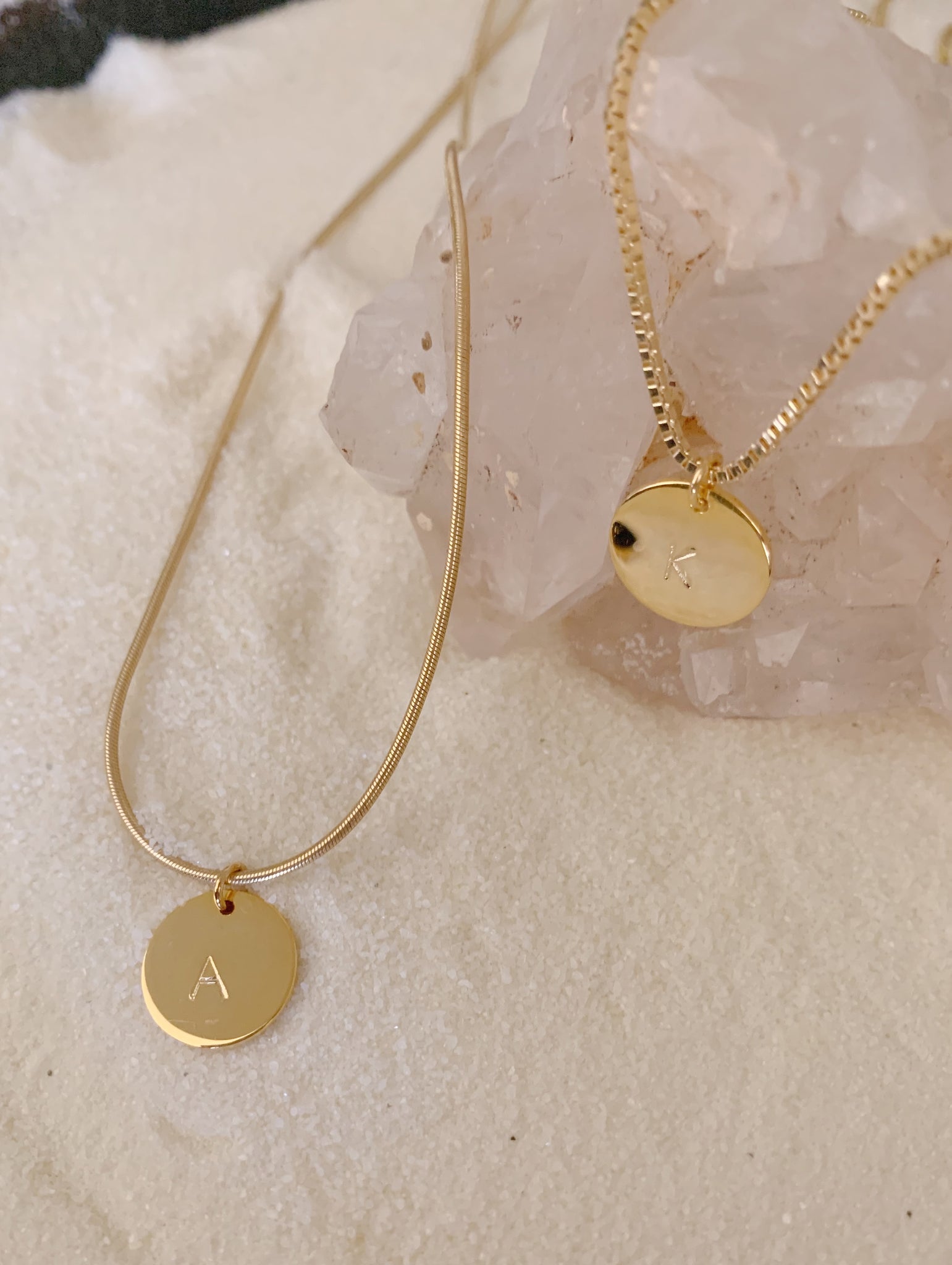 Circle Stamped letter Initial necklace thick chain. 14kt gold filled | Initial  necklace, Necklace, Simple necklace